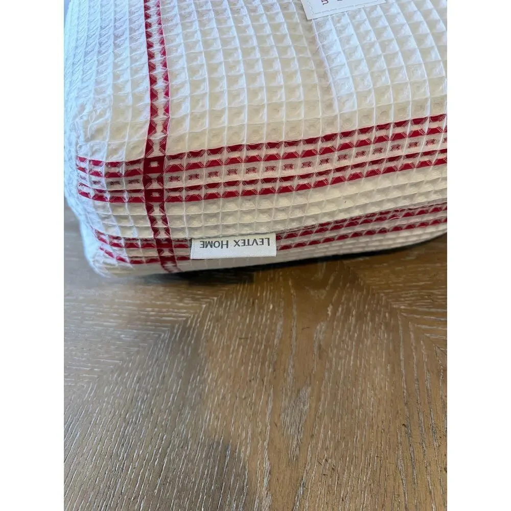 Levtex Peppermint Plaid Duvet Set Full Queen Red White Cotton Holiday NEW